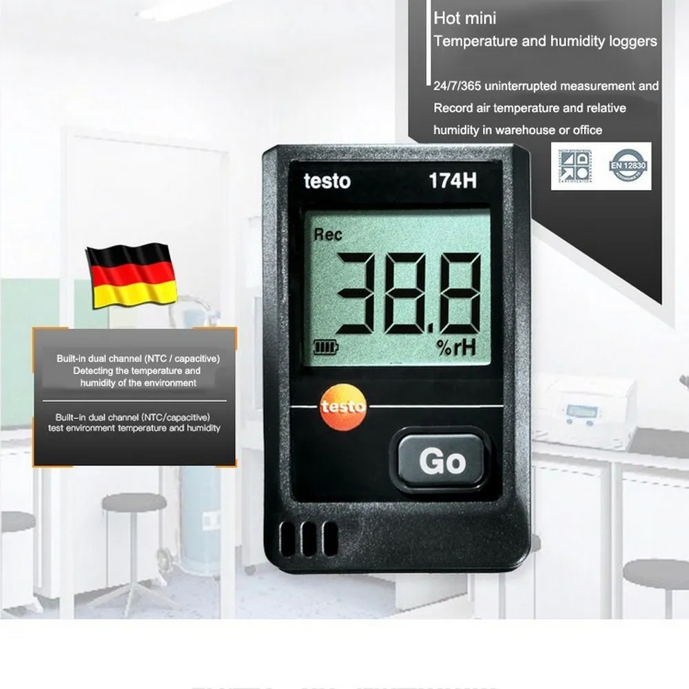 Testo 174H Temperature And Humidity Meter Tester Record Mini Data Logger Storage Temperature -40 To +70°C