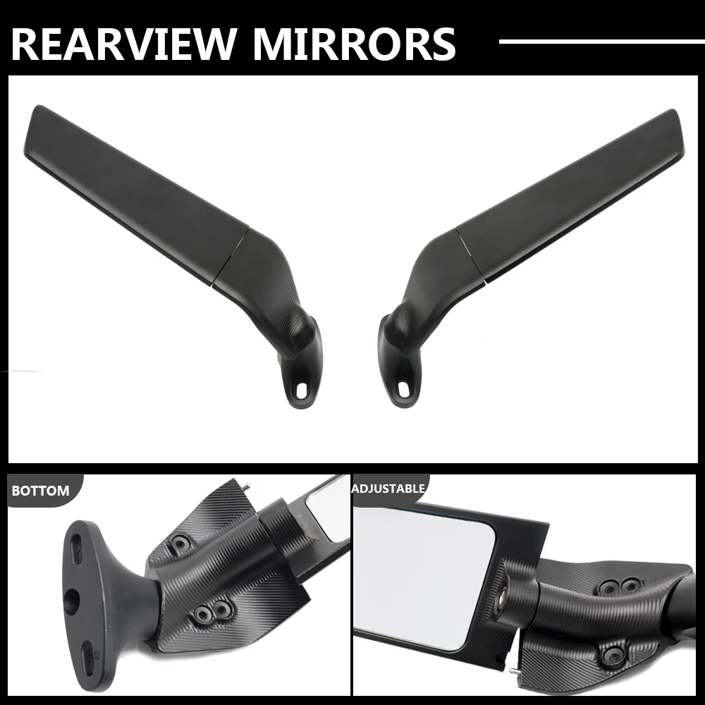 For YAMAHA R15 R25 R3 R1 R1S R6 R6S V2 Wide field of view Motorcycle Rearview Mirrors Wind Wing Adjustable Rotating Side Mirrors