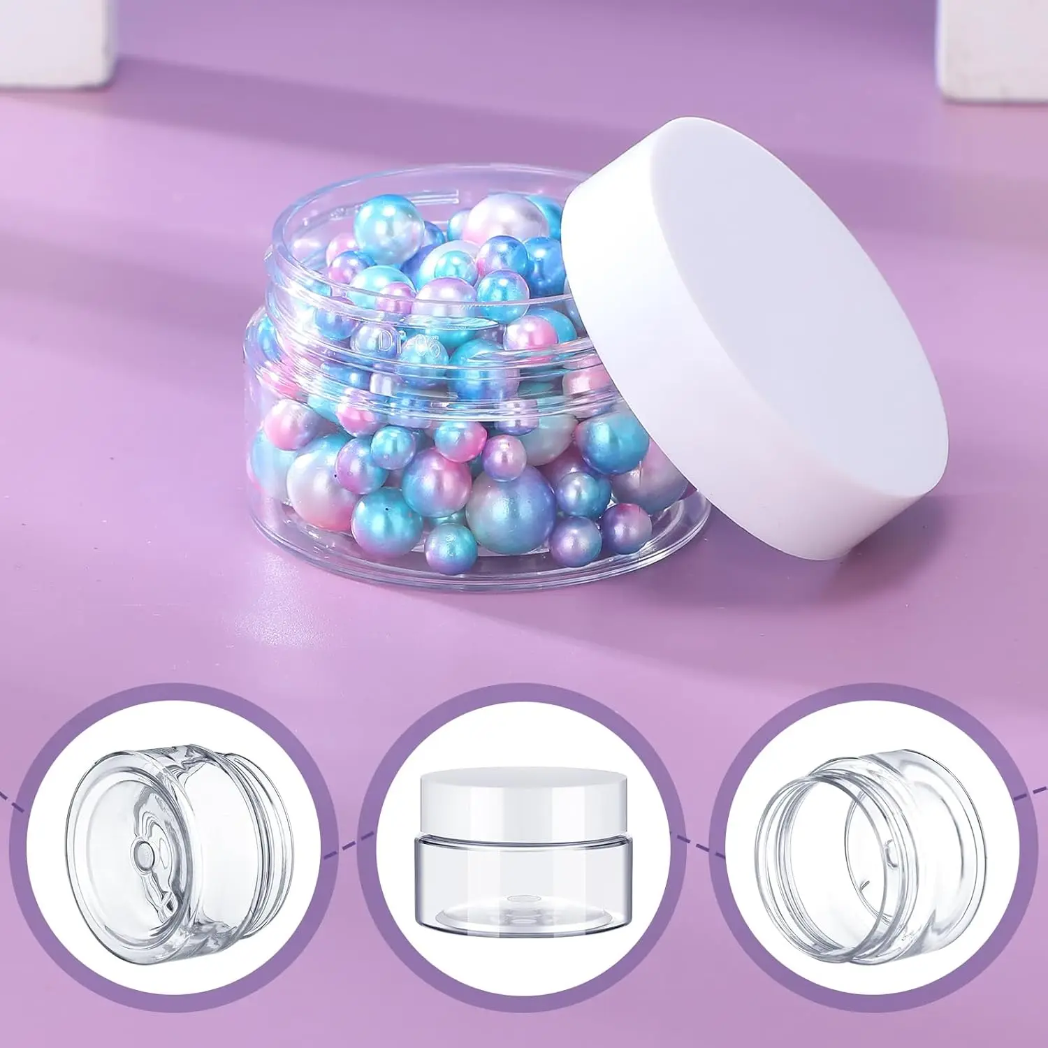 20 Stück 2/3/5/10/15/20g Plastikdosen mit Deckeln, Mini-Kosmetikbehälter mit breiter Öffnung für Lotion, Creme, Make-up, Reiseaufbewahrung – Detail 5