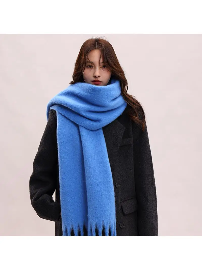 

Winter Macaron Color Macassar Hair Large Scarf Warm Face Cover Windproof Cold Resistant Fluffy Double-sided Shoulder Shawl So...