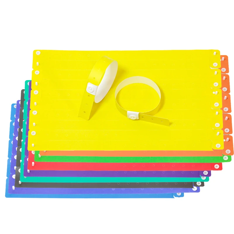 مادة ورقية مركبة يمكن التخلص منها سوار بلاستيكي مخصص، أساور معصم للمهرجانات ذات ألوان عادية، مخصصة للمناسبات، 10 قطع #1