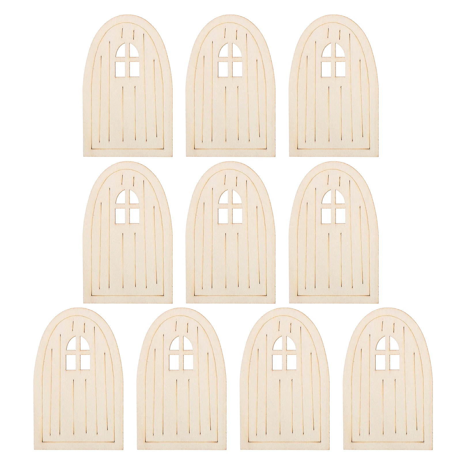 

10 Wooden Elf Doors Fairy Door Decorations for Wall Garden Miniature House DIY Craft Paintable Wooden Doors Set