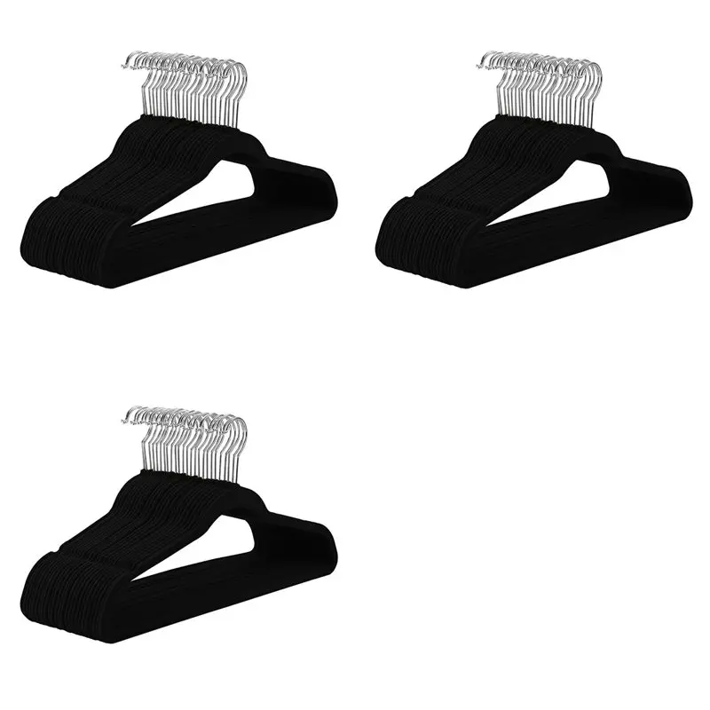 

【ФЕРИТ!】30X Тонкий бархат, нескользящие вешалки для костюма, вешалка для одежды, черный, серебристый крючок