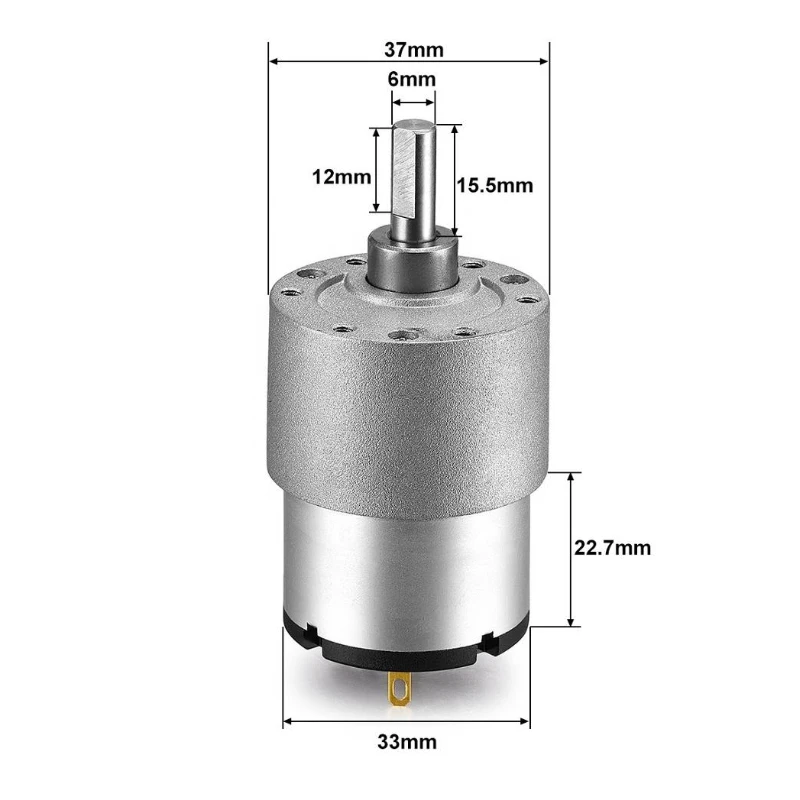 JGB37-520 Miniature High Torque Metal Gear Reducer Motor 6V/12V/24V 7RPM~960RPM Micro Speed Adjustable Forward And Reverse