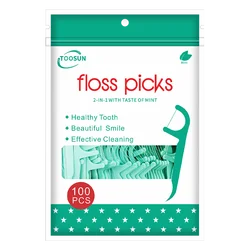 100pcs Mint Flavor Dental Floss Sticks Minty Toothpicks With Thread Dental Flosser Picks Clean Between Teeth Oral Hygiene Care