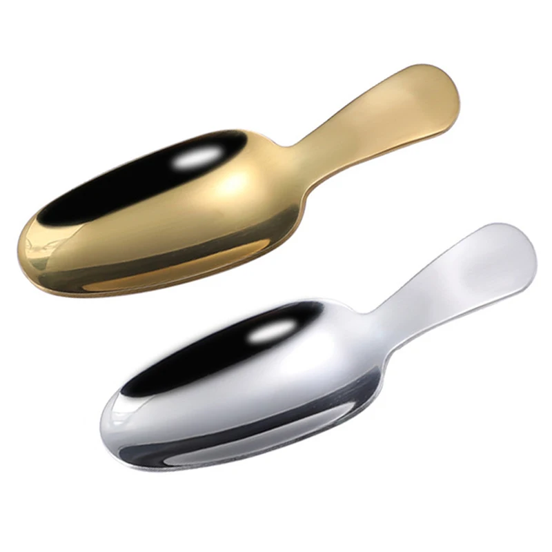 Mini Stainless Steel Spoons Kitchen Spice Condiment Spoon Sugar Tea Coffee Scoop Short Handle Wood Kids Spoon Kitchen Gadgets