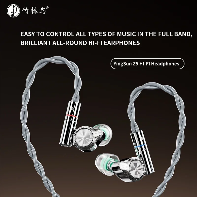 Zhulinniao Yingsun Z5 écouteurs filaires HD double chambre bouchons d'oreilles personnalisés son HiFi Tubes remplaçables pour les jeux et la musique sans micro