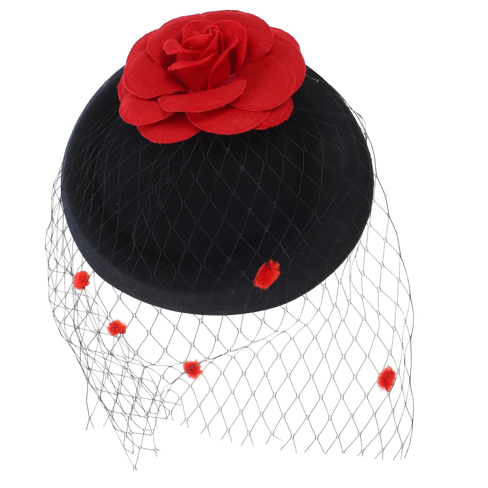 

1 Piece Mini Hat Hair Clip for Ladies Fashion Flower Decorated Fascinator Net Embellished Punk Style Hat Perfect for Fancy Dress