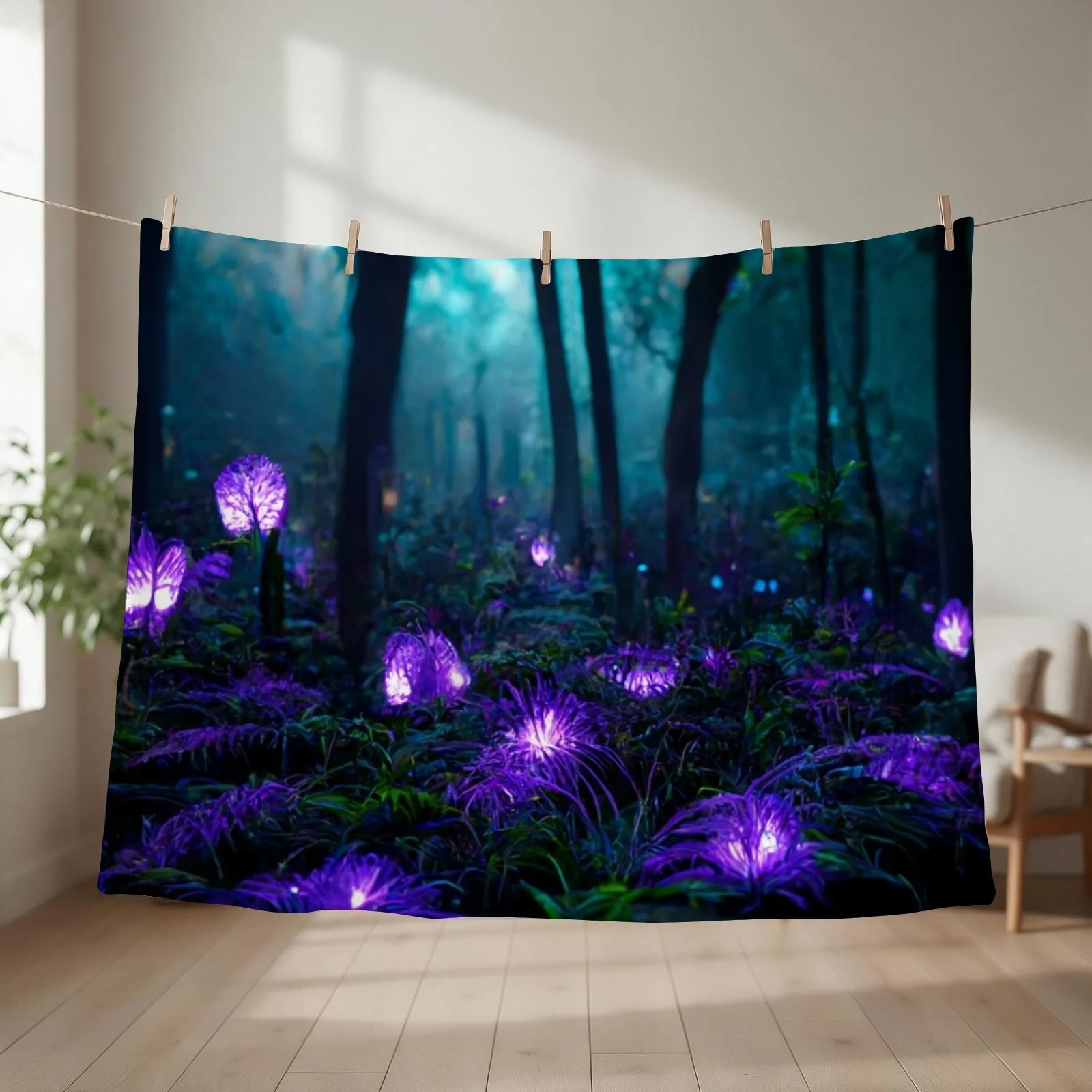 Illustration of the Na'vi from the movie Avatar Throw Blanket couch cozy soft plush fuzzy picnic outdoor blanket