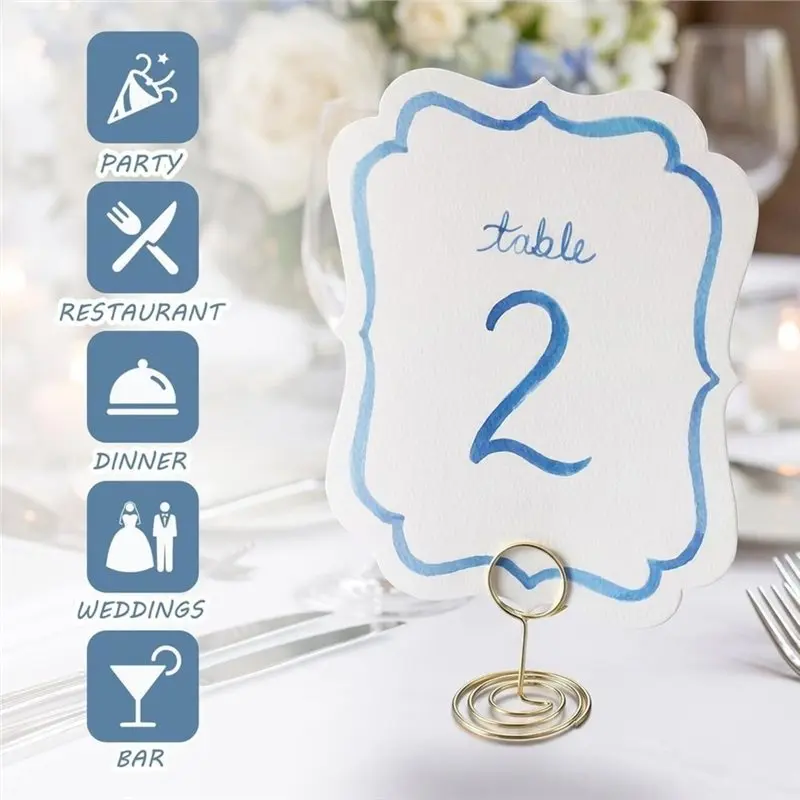 ABYN-Watercolor Table Cards 1-20 20 Pcs With Gold Holders 4.25 X 5.5 Inch For Restaurant For-Reception Parties Annivers