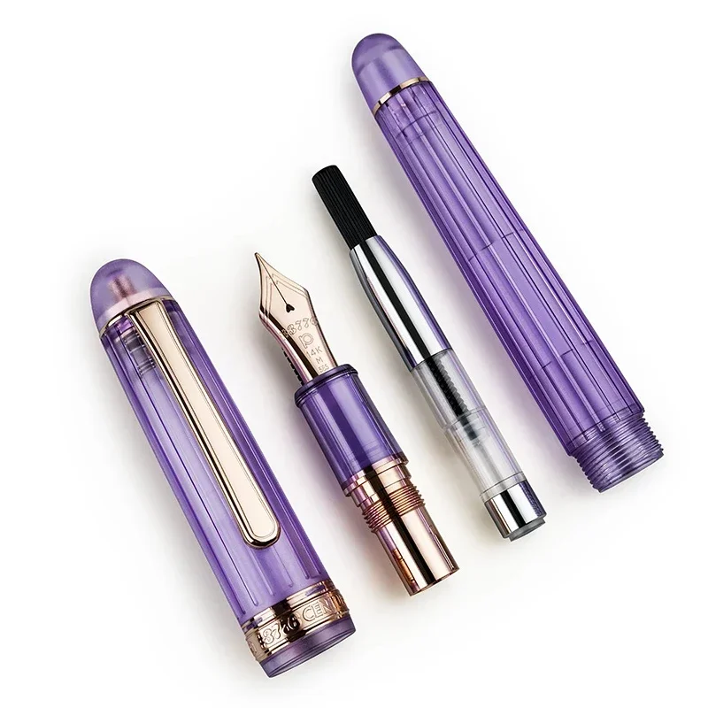 

Japan Platinum 3776 Fountain Pen 14K Gold Nib Lilac Flower Lavender Transparent Pen Holder Writing Gift