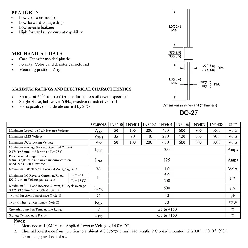 1N5404 المعدل ديود 3A 400 فولت IN5404 المعدل ديود 5404 محوري DO-201AD 3A 400 فولت الثنائيات المعدل الثنائيات السيليكون حزمة من 50