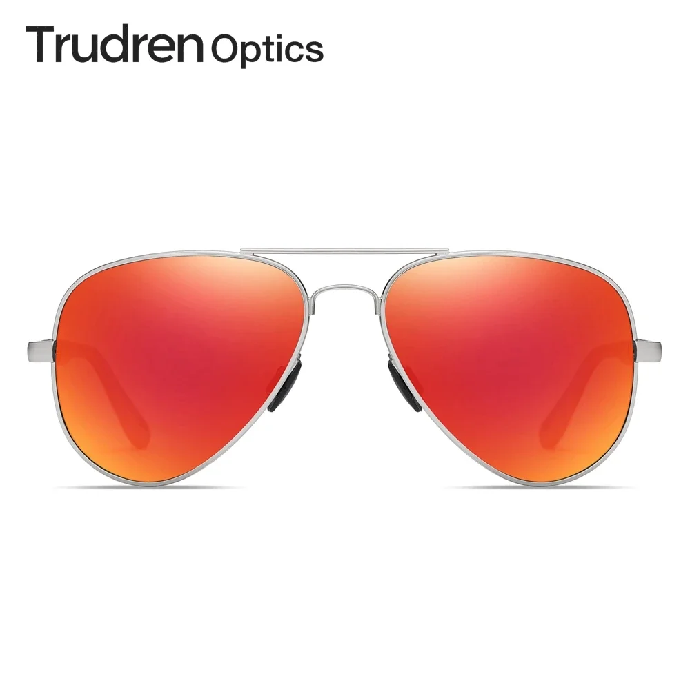 Trudren Flat Top Aviation Sunglass Wholesale Mens Driving Polarized Glasses with Spring Hinges Metal Frame Pilot Sunglasses 1419