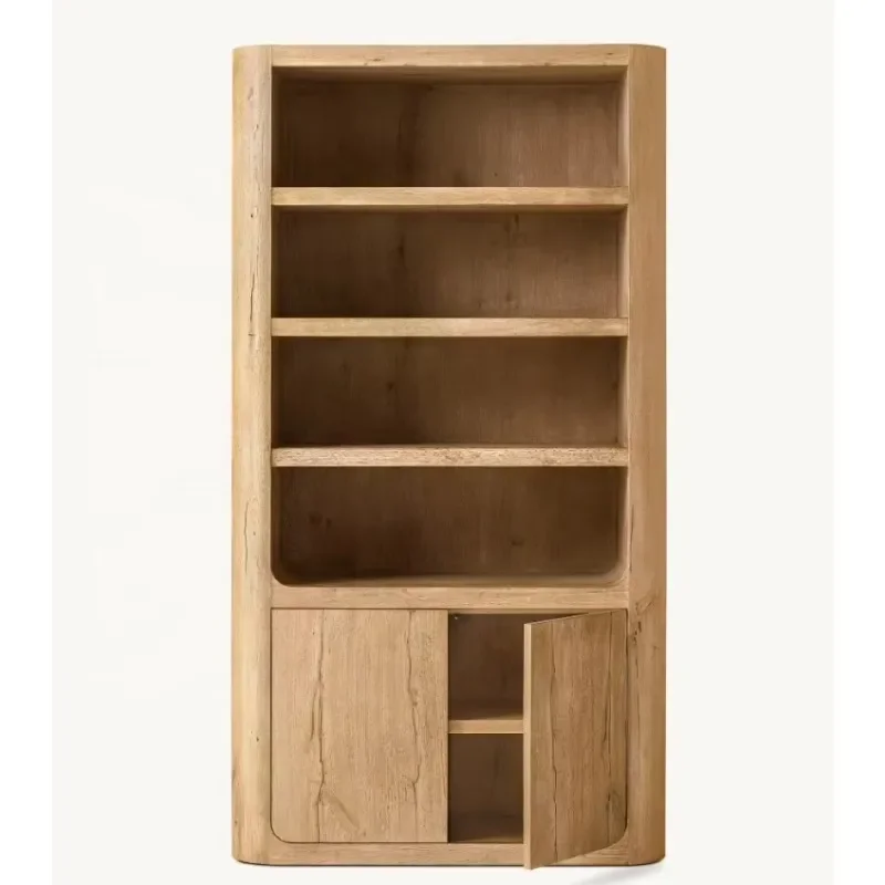 American French Contemporary Wood Oak Open Double Door Sideboard for Kitchen Dining Room Storage Cabinet for Home Decor
