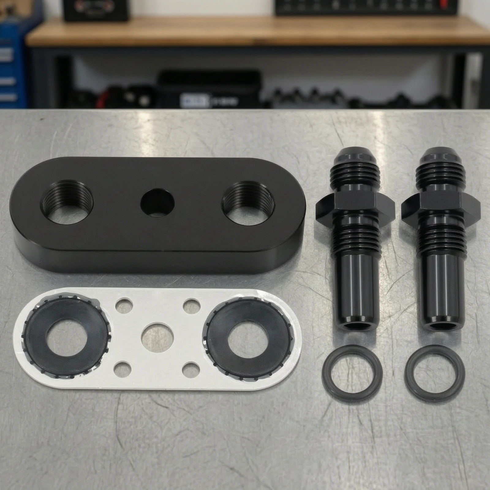 Gearbox Cooler Line Adapter Plate with Fittings 6AN Gearbox Cooler Line Adapter Plate with Gasket Long-Lasting Aftermarket