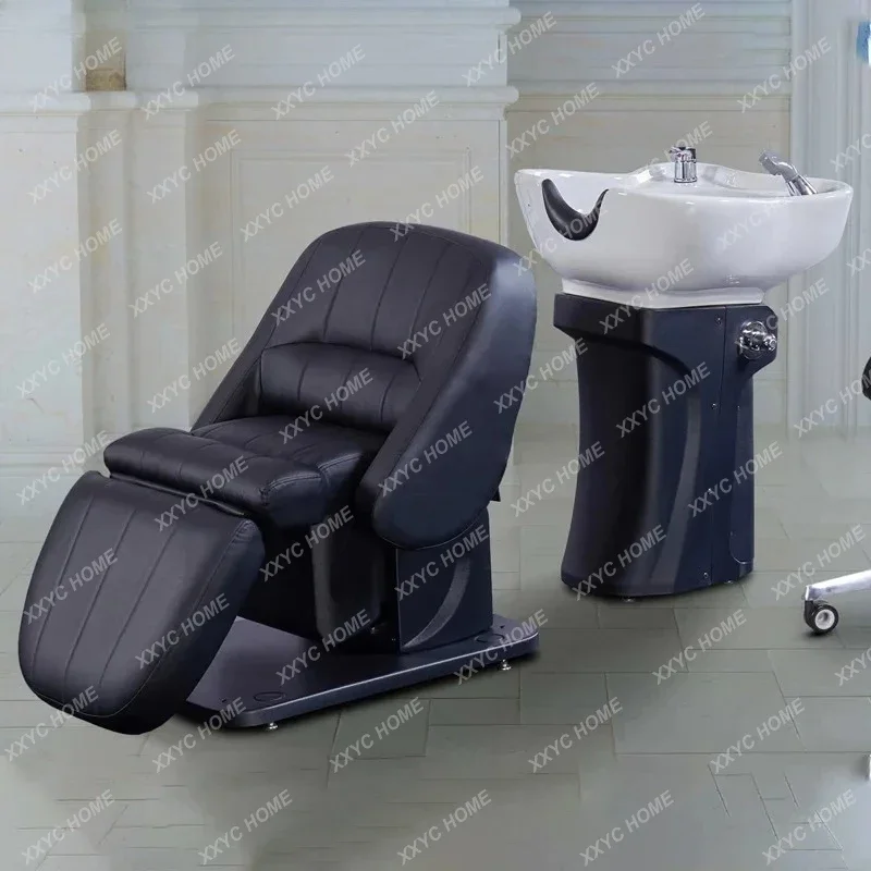 High-end electric lift shampoo bed barber shop hair salon special split type rotatable shampoo flush bed