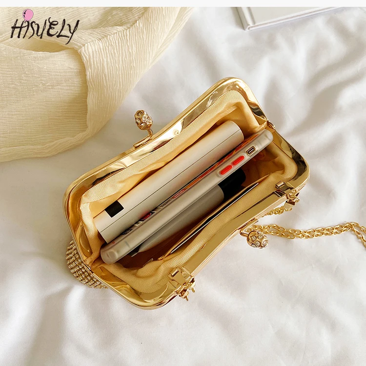 2024 Fashion Gold Diamond Evening Bags hasp Luxury Handbag Elegent Chain Women Shoulder Crossbody Bag Wedding Party Clutch bags