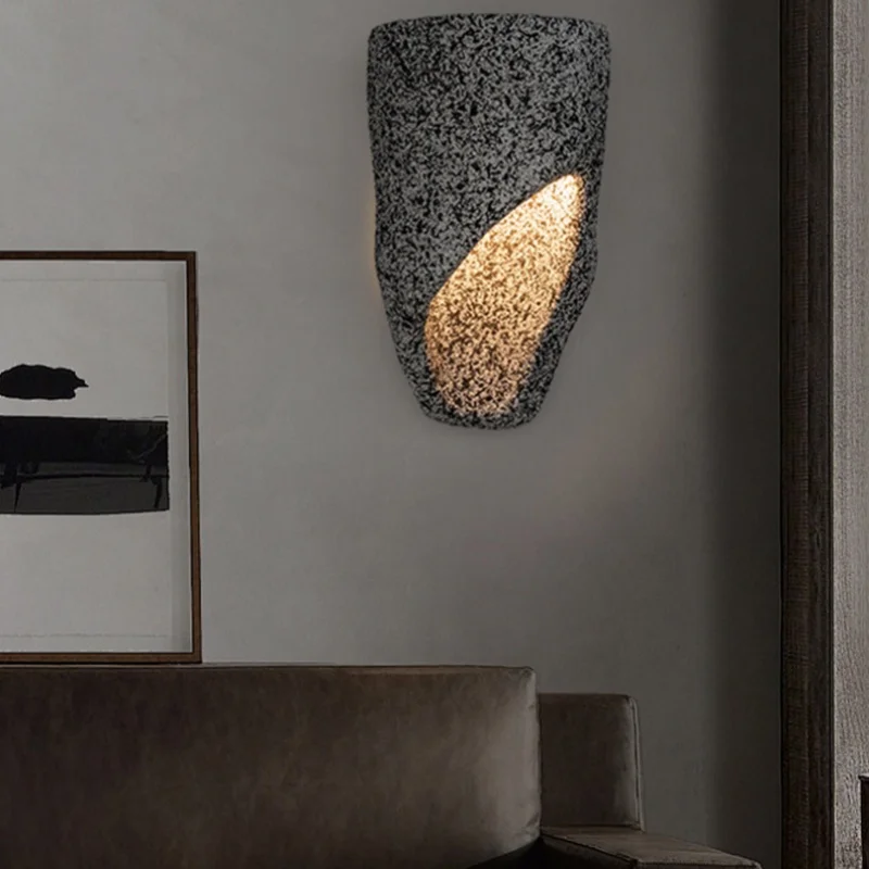 Modern Creative Retro Painted Stone LED Wall Lamp Living Room Corridor Homestay Study Bedroom Bedside Light Home Decor Lighting