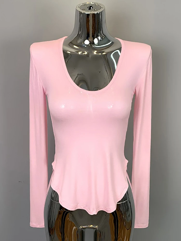Spring Autumn Women Clothes Long Sleeve Top T Shirt For Women Sexy Slim O Neck Korean Style Tshirts Female Knit Tee Shirt Tops