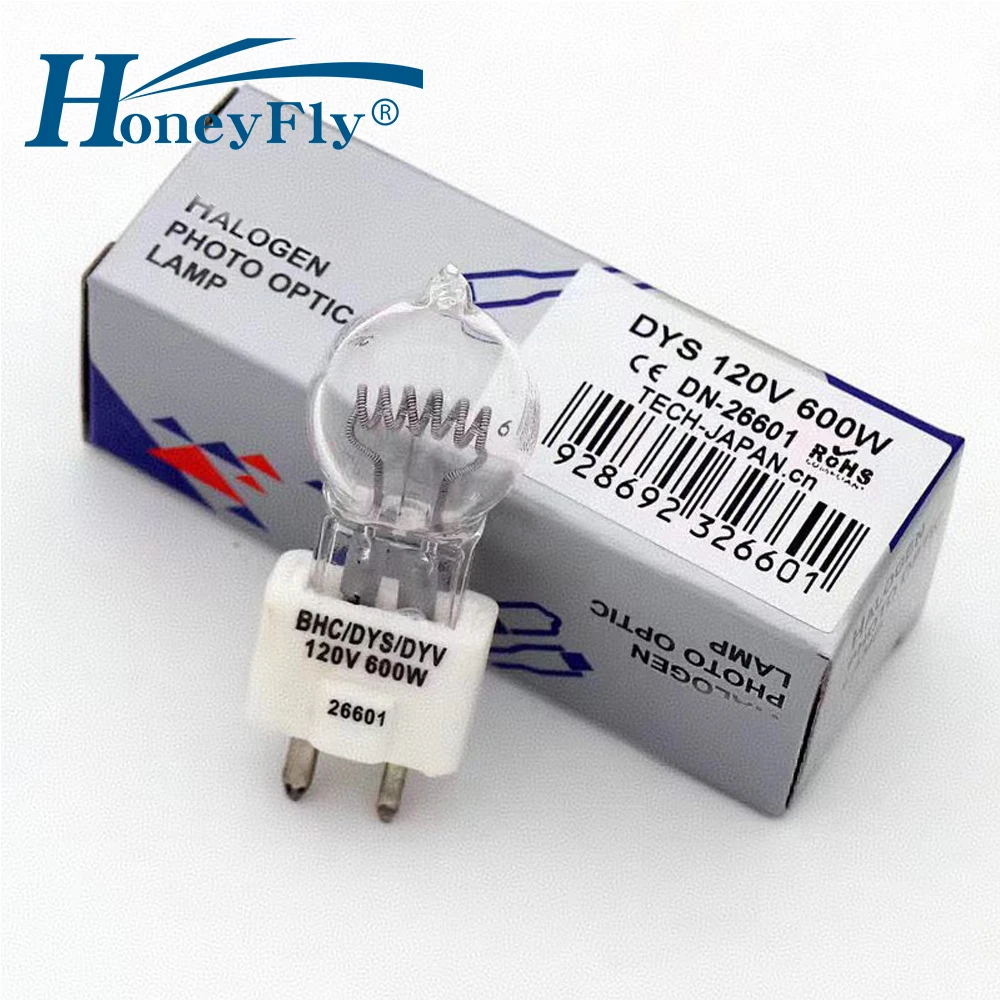 HoneyFly Projector Halogen Lamp DYS 120V 600W GZ9.5 Halogen BHC DVY Stage Movie Spotlight Bulb for 3M 121/221/66-Projector