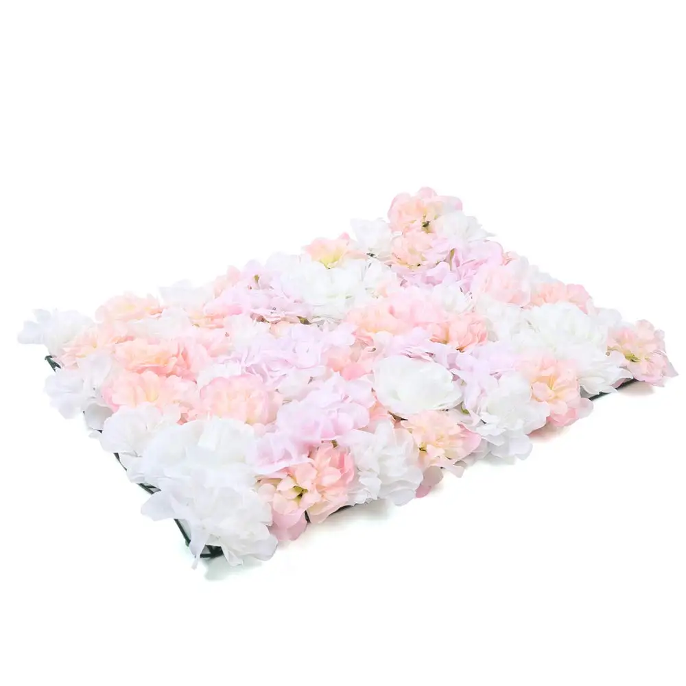 Loyalheartdy 8 pacotes de painéis de parede de flores artificiais 24 "x 16" rosa claro e branco falso hortênsia e rosa cenário de flores artificiais