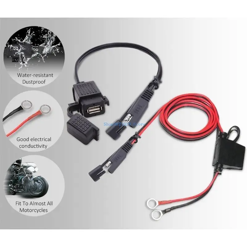 T3LF Multipurpose voor motorfiets SAE naar USB Power Adapter Telefoonlader Kabel Motorfietsaccessoires