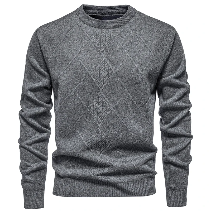 New Autumn Men O-neck Knitted Sweaters Casual Pullovers Good Quality Male Outwear Fleece Thicker Warm Pullovers Men's Clothing 3