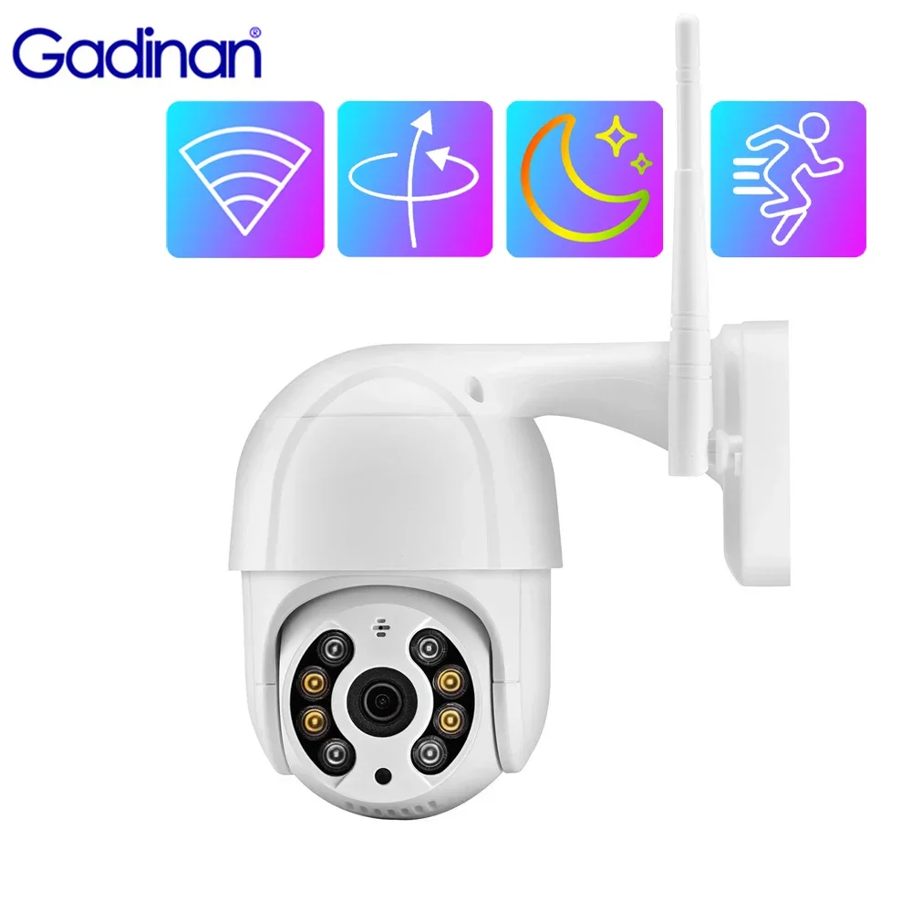 Gadinan 3MP PTZ Wireless IP Camera 4X Digital Zoom 2-Way Audio 1080P Outdoor WiFi CCTV Camera Human Detection Video Surveillance