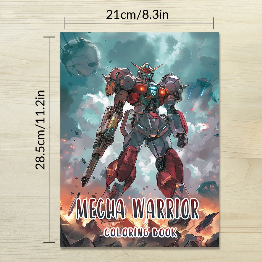 Robot Coloring Book for Adults - 8.3x 11.2 Inch 32 Page Coloring Book - Helps Reduce Stress and Ease Emotions