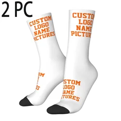 2 PC Hip Hop Retro Personalized Photo Picture Customized Men Women Socks Custom Logo Name Pictures Pattern Crew Sock Cute Gift