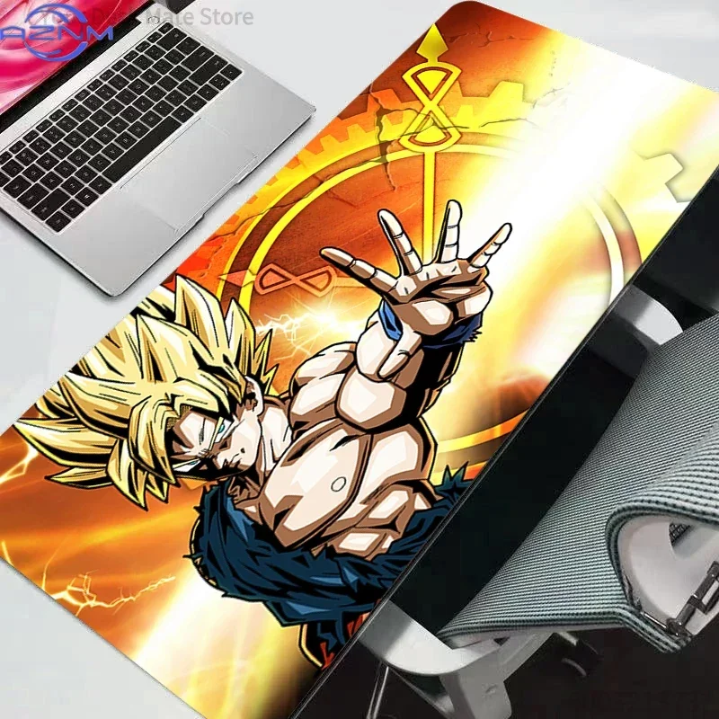 Anime Lightning Effect Character Large Mousepad, Rubber Base Extended Desk Mat with Stitched Edge, Non Slip Table Pad for Gaming