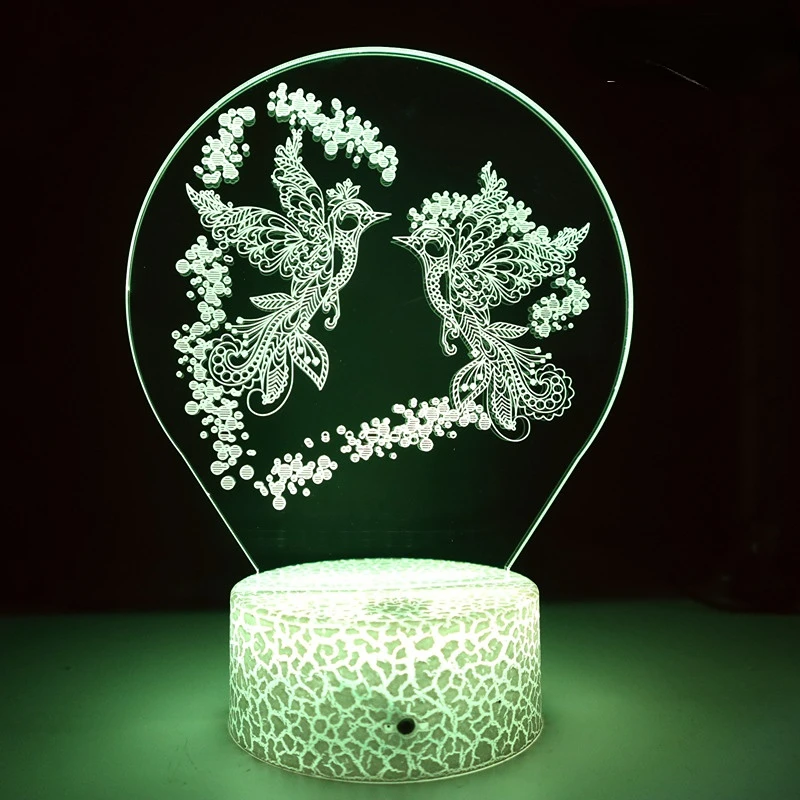 Owl 3d Illusion Lamp Colorful Led Creative Touch Remote Control Night Light Bedroom Atmosphere Decoration Table Lamp Gift Kids