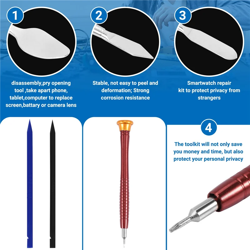 B24B 45 في 1 فتح شاشة LCD مجموعة أدوات إصلاح الهاتف الخليوي للهاتف المحمول ساعة نظارات طقم أدوات إصلاح #3