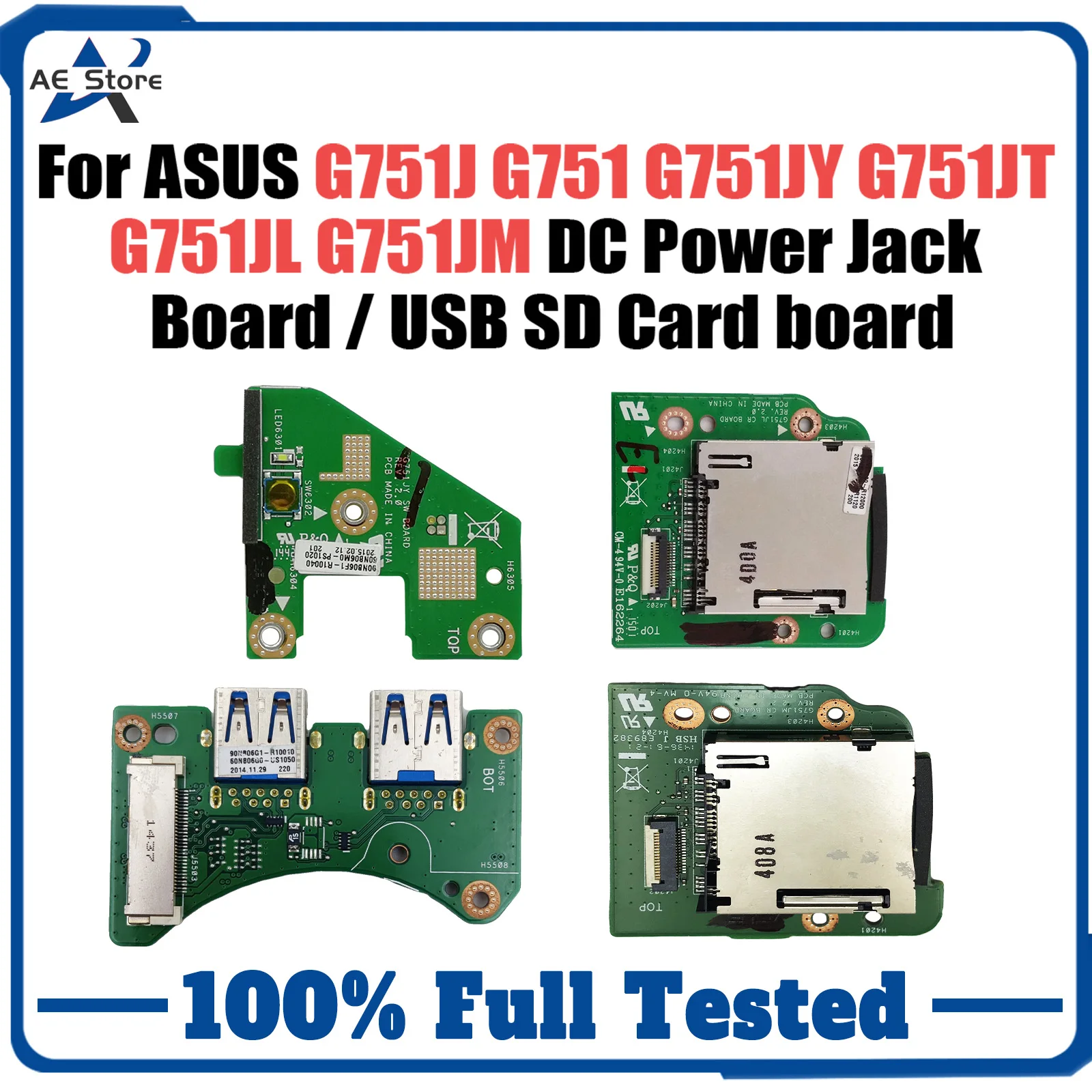 

G751J For Asus G751 G751JY G751JT G751JL G751JM DC POWER JACK Board or USB Port SD Card Reader board Fast Ship