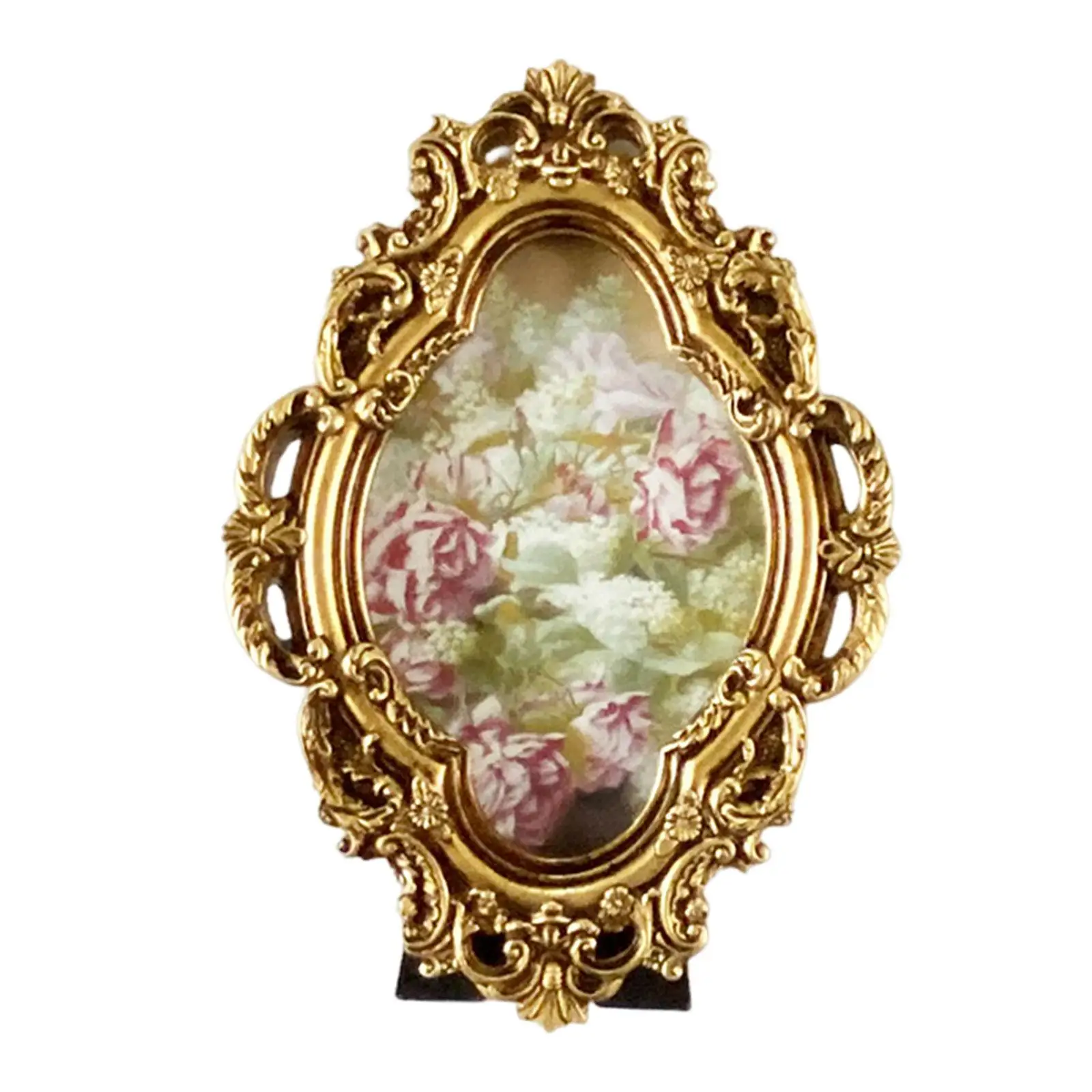 Ornate Picture Frame Carved Floral Retro Style Tabletop and Wall Resin Photo Frame for Bedroom Living Room Hallway Home Decor