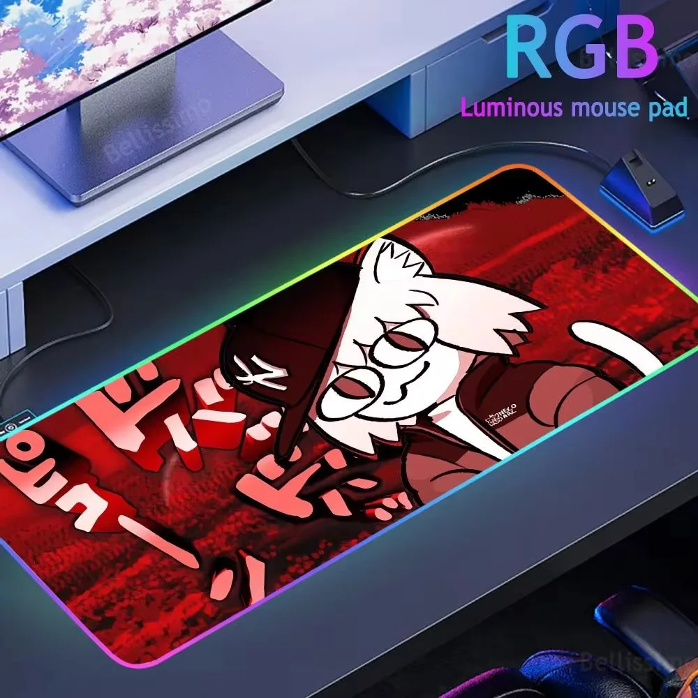 

Neco-arc Rgb Lamp Anime Desk Pad All Size Edgelock Rubber Mouse Mat Game Figure Hentai kawaii Esports Mouse Pad Keyboard Pad