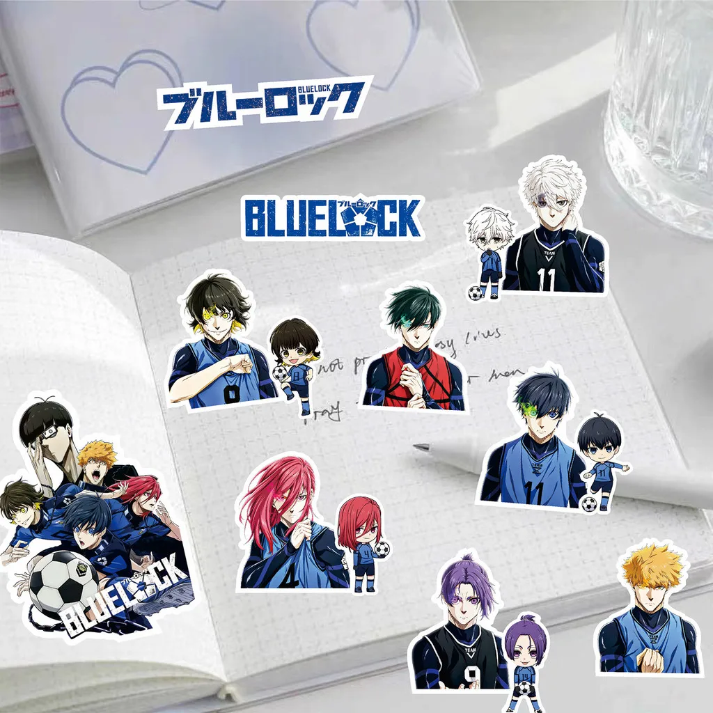 حزمة ملصقات قفل أزرق مكونة من 70/80 قطعة - شارات Yoichi Isagi و Bachira & Nagi باللون الأسود والأبيض للمجلات (متجر عوالم الرسوم المتحركة)