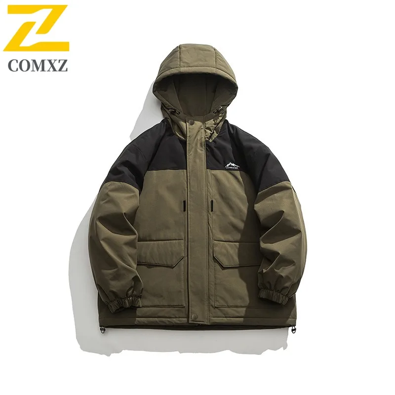 

COMXZ Men Ultra Light Windbreaker Winter Thick Cold Proof Couple Padded Coat Outdoor Camping Windproof Trendy Workwear Padded