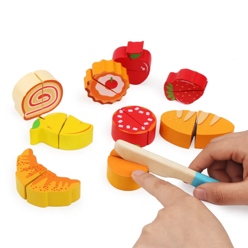 Pretend Play Food Simulation Grocery Toy Wooden Money Puzzle Wooden Cutting Toy