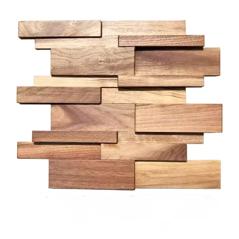 Waterproof High End Reclaimed Wood Mosaic Panel TV Background Dining Bar Entrance Wall Decoration Materials Hardwood Panels