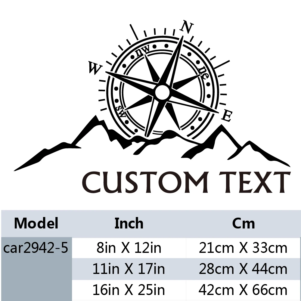 1PC Excellent Compass Customized Text Stickers For Car Hood Decor Vinyl Decal Auto Body Personalized Mountain Indicator Sticker