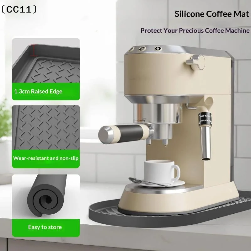 Non-Slip Waterproof Silicone Coffee Mat With Raised Lip For Coffee Machine  Counter Protector Espresso Maker Drying Mat〔CC11〕