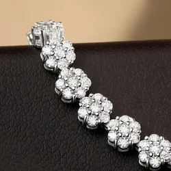Serenity 4.5mm Flower Shape Moissanite Tennis Bracelets for Women Bridal S925 Sterling Silver Bangle Plated 18K Wedding Bracelet