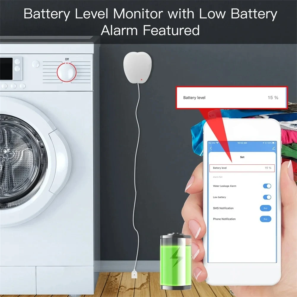 

News New Tuya Wifi Smart Water Flood Sensor Water Leak Detector Flood Notification Alarm Overflow Alarm System Smart Life