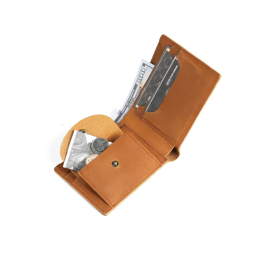 

Short men's wallet, retro classic, multi-slot coin pocket, thin and simple cowhide, large capacity wallet