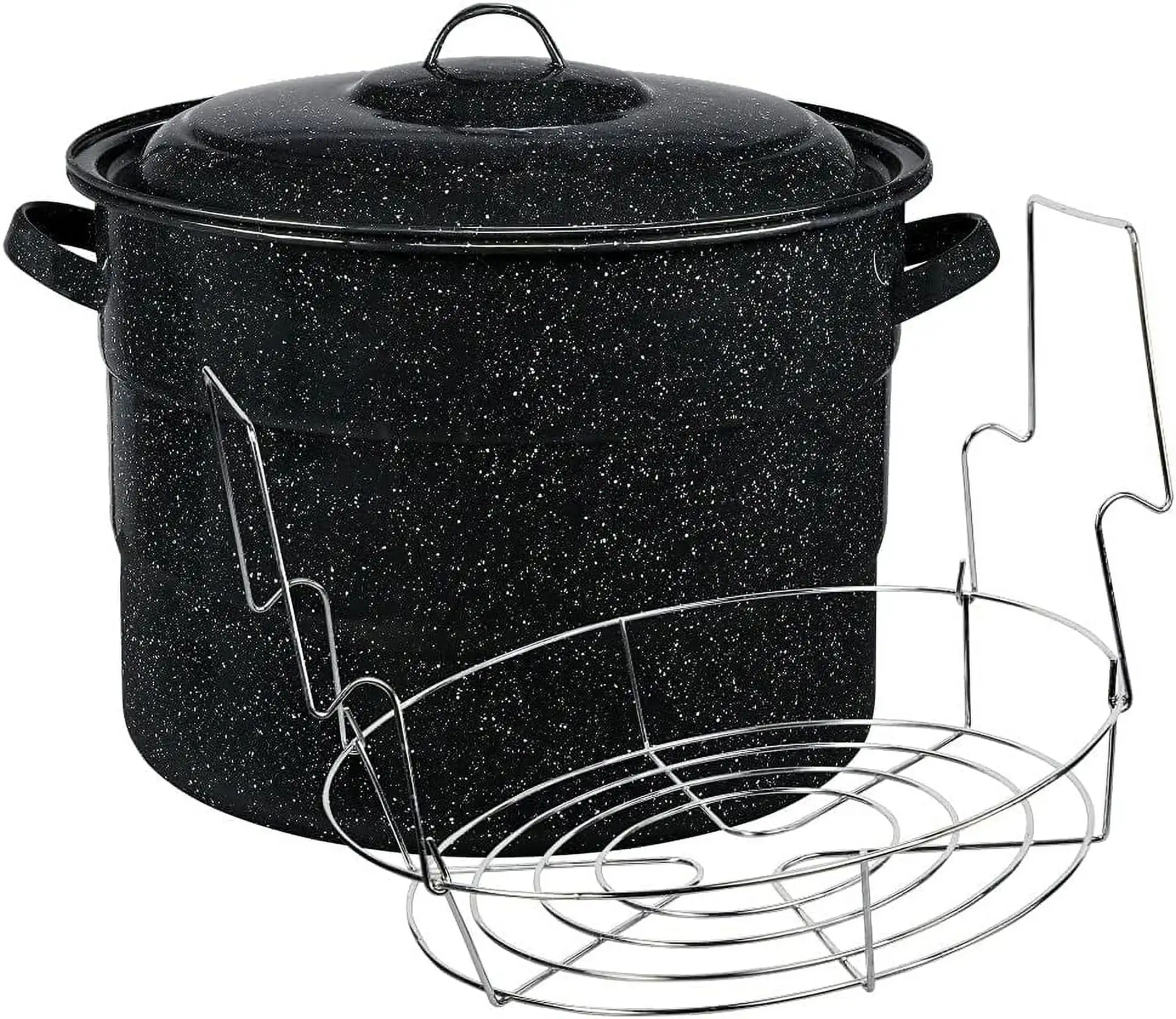 Enlatador para baño de agua de acero esmaltado de 21,5 cuartos con tapa y rejilla para tarros para mermeladas, gelatinas, encurtidos, salsa y estofados