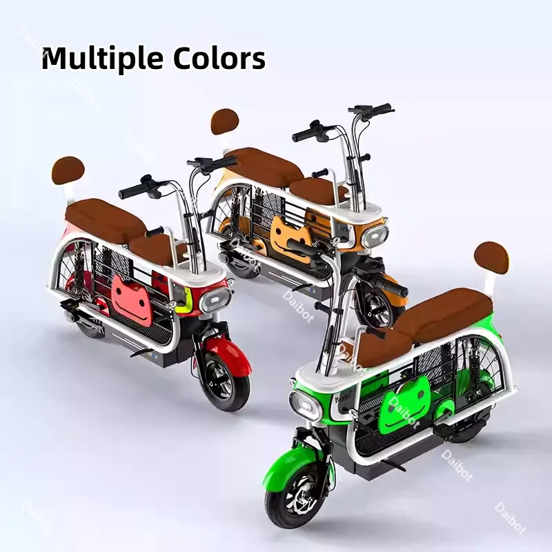 Mini Parent Child Electric Bicycle 2 Seats Women With Pet Basket 350W Electric Folding Bike For Adults Removable Battery 30KM/H