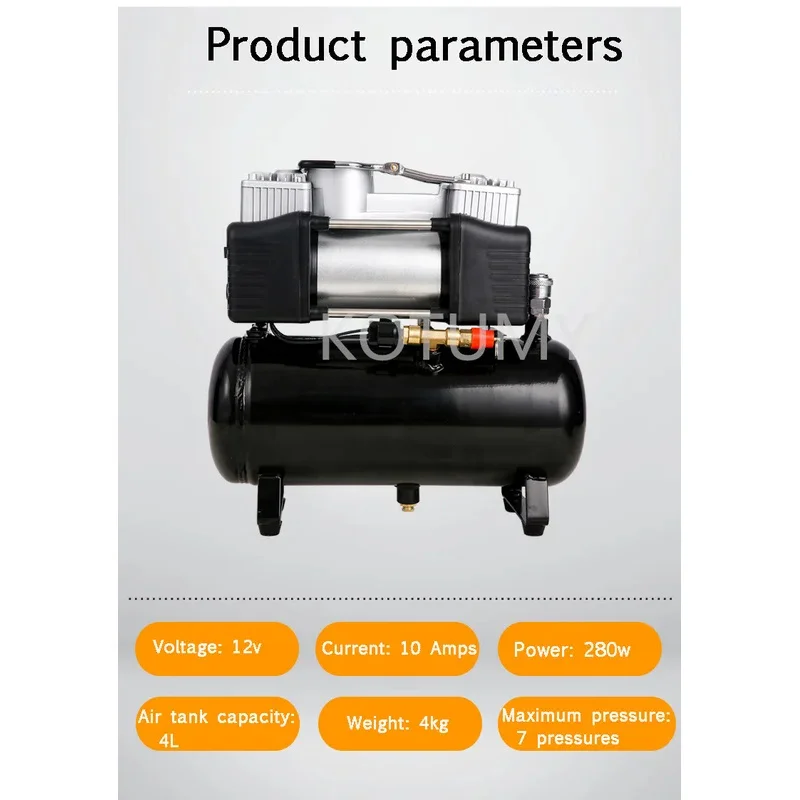 Compact Car Tire Inflator Pump Tank, Car Painting Small Compressor Portable Oil-less Silent High Performance 3L/4L
