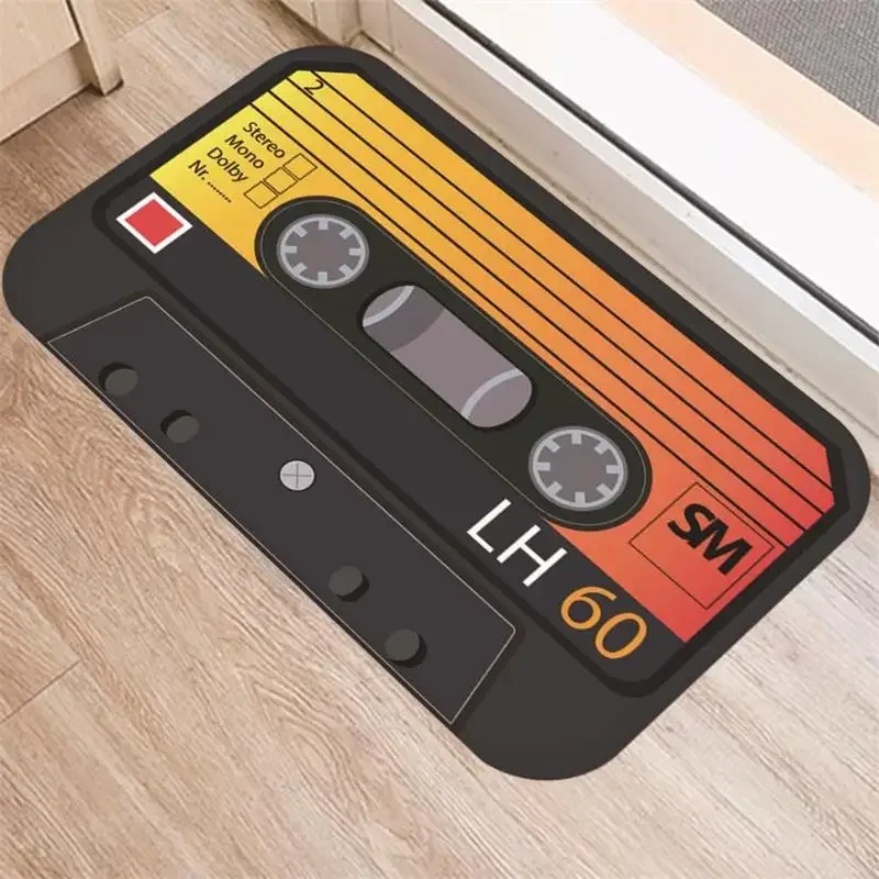 3D Cassette Music Tape Door Mat Home Carpet Non-slip Retro  Bathroom Toilet Kitchen Floor Mats Living Room Entrance Decor Rugs