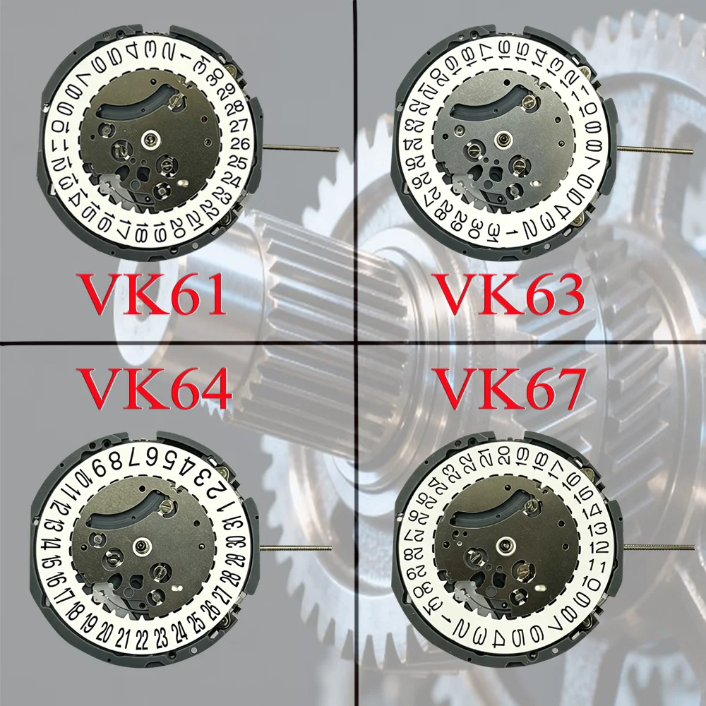 Механизм кварцевых часов-хронографа VK63A VK63 VK61A VK67A с батареей, многофункциональный, для замены оригинального механизма.